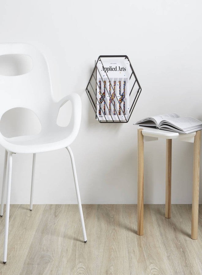 INDIAN DECOR - Hexagonal Magazine Rack Wall Organiser/MAGAZINE SHELF/MAGAZINE RACK/WALL SHELF/FLOATING SHELF - BLACK - Image 2
